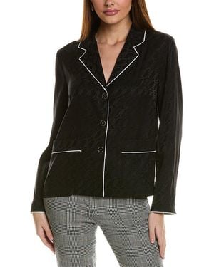 St. John Curve Icon Silk-Blend Blouse - Black
