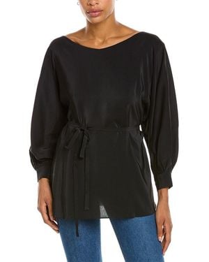 Natori Tie-Waist Silk-Blend Top - Black