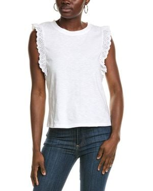 Vince Camuto Eyelet Ruffle Tank - White