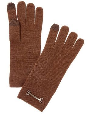Bruno Magli Horsebit Knit Cashmere Gloves - Brown