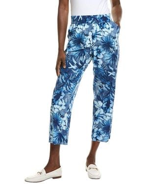 Jones New York Pull-On Slash Pocket Crop Linen-Blend Pant - Blue