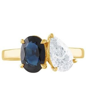 Lab Grown Diamonds 14K 3.00 Ct. Tw. Lab-Grown Diamond & Lab-Grown Sapphire 2 Stone Solitaire Ring - Blue
