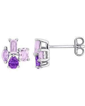 Rina Limor 1.02 Ct. Tw. Amethyst Africa, Rose De France Stud Earrings - Metallic