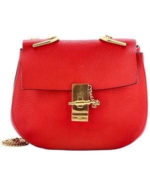 Chloé Leather Drew Crossbody Small (Authentic Pre-Loved) - Red