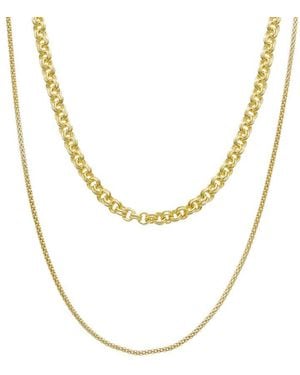 Italian Gold Over Silver 18K Plated Multi Strand Necklace - Metallic