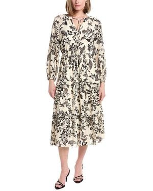 Anne Klein Blouson Sleeve Tiered Patio Dress - White