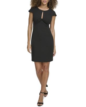 Siena Jewelry Crepe Scuba Cap Sleeve Midi Dress - Black