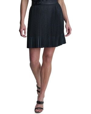 DKNY Pleated Mix Media Skirt - Black
