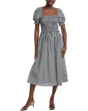 Ellen Tracy Poplin Square Neck Midi Dress - Gray