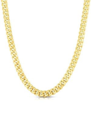 Italian Silver 14k Over Miami Cuban Chain Necklace - Metallic