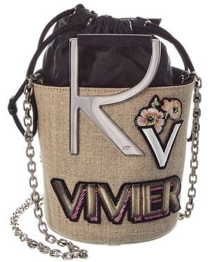 Roger Vivier Logo Raffia Bucket Bag - Brown