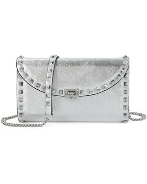 Tiffany & Fred Paris Studded Leather Clutch - Grey