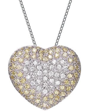 Genevive Jewelry Silver Cz Heart Pendant - Natural