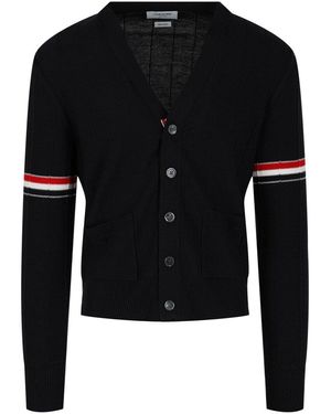 Thom Browne Wool V-Neck Cardigan - Black