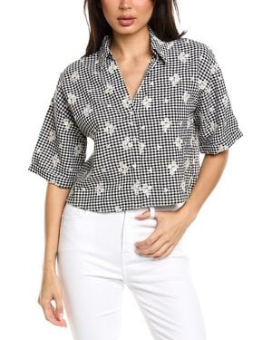 Estellina Embroidered Top - Gray