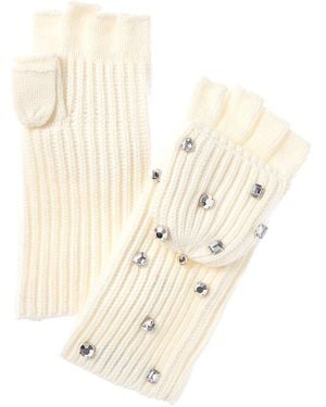 Kate Spade Embellished Pop Top Wool-Blend Mittens - Natural