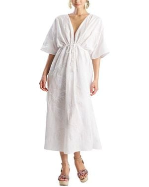 Natori Palm Caftan Dress - White