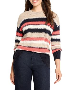 NIC+ZOE Petite Speckled Knit Striped Wool-Blend Jumper - Red