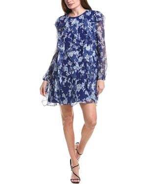 Carolina Herrera Ruffle Silk Mini Dress - Blue