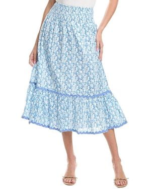 Sail To Sable Smocked Waist Midi Skirt - Blue