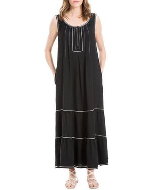 Max Studio Sleeveless Maxi Tiered Tank Dress - Black