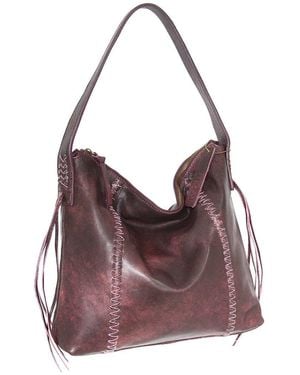 Nino Bossi La Maja Hobo Aviator Leather Shoulder Bag - Purple