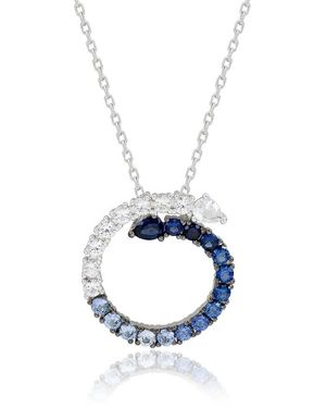 Suzy Levian 2.00 Ct. Tw. Diamond & Sapphire Circle Journey Pendant - Blue