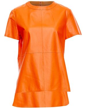 Givenchy Leather Hi-Low Shirt, Size Fr (Authentic Pre-Loved) - Orange