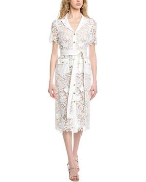 Badgley Mischka Lace Shirtdress - White