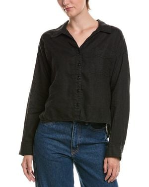 Michael Stars Gracie Crop Button Down Shirt - Black