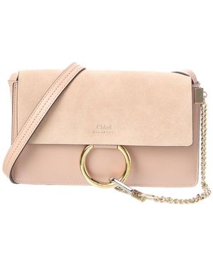 Chloé Logo Leather Shoulder Bag - Natural