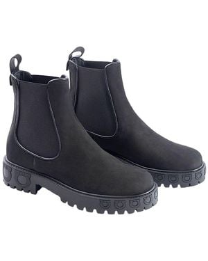 Ferragamo Logo Leather Bootie - Blue