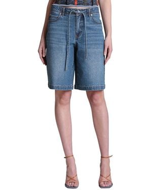 Avec Les Filles Drawstring Mid Rise Short - Blue