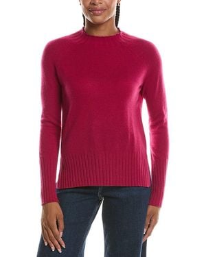 Forte Basic Trim Low Funnel 100% Cashmere Pullover - Red