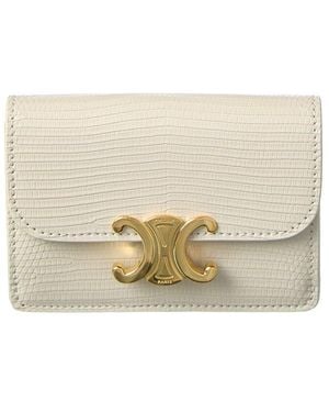 Celine Triomphe Flap Leather Card Case - Natural