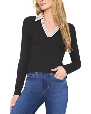 Cece Knit Polo Top - Black