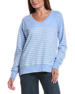 Z Supply Weekender Stripe V-Neck Pullover - Blue