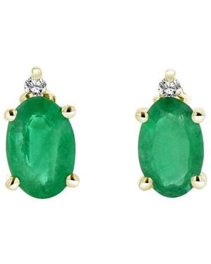 LEVARON FINE JEWELRY Levaron 14K 0.77 Ct. Tw. Diamond & Emerald Stud Earrings - Green