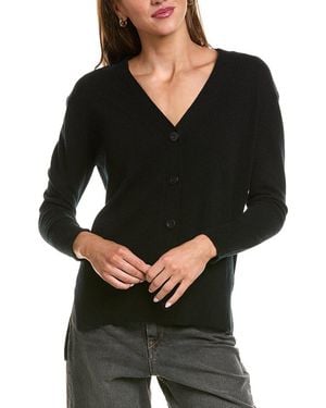 Forte Hi-Low Easy Button 100% Cashmere Cardigan - Black