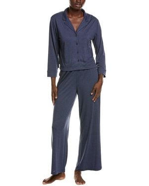 Natori 2Pc Shangri-La Notch Pajama Set - Blue