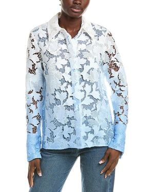Oscar de la Renta Silk-Lined Blouse - Blue