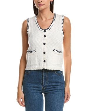 Vintage Havana Whipstitch Knit Vest - Blue