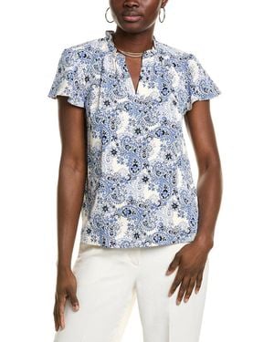 Nanette Lepore Flutter Sleeve Blouse - Blue