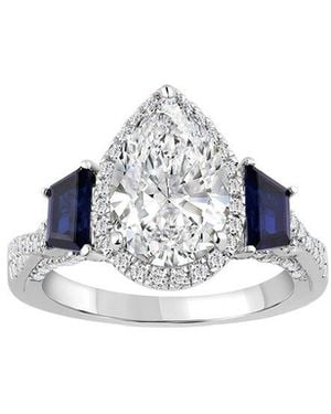 Brilliant Bloom 14K 4.40 Ct. Tw. Lab-Grown Diamond & Sapphire Bridal Ring - Blue