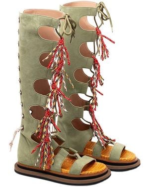 Hogan Tassel Lace-Up Leather Boot - Brown