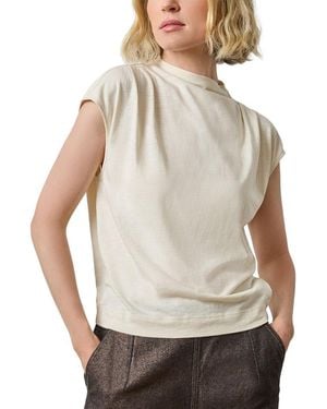Lilla P Cap Sleeve Mock Shirt - Grey