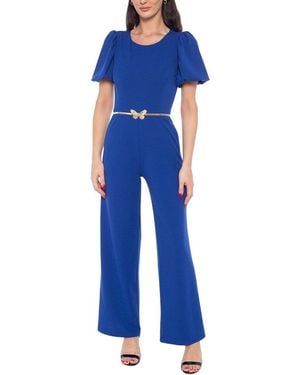 Marina Bubble-Sleeve Jumpsuit - Blue