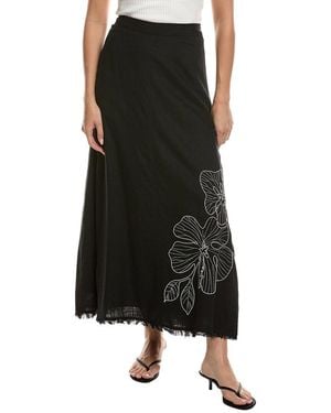 Vince Camuto Centre Front Seam Linen-Blend Maxi Skirt - Black