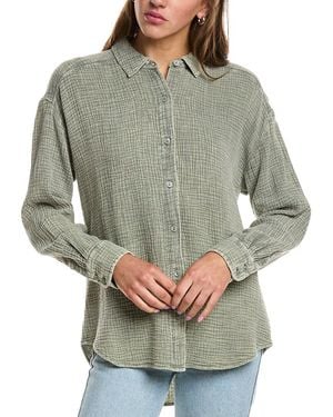 Splendid Gauze Button Down Shirt - Gray
