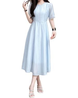 BURRYCO Short Sleeve Midi Dress - Blue